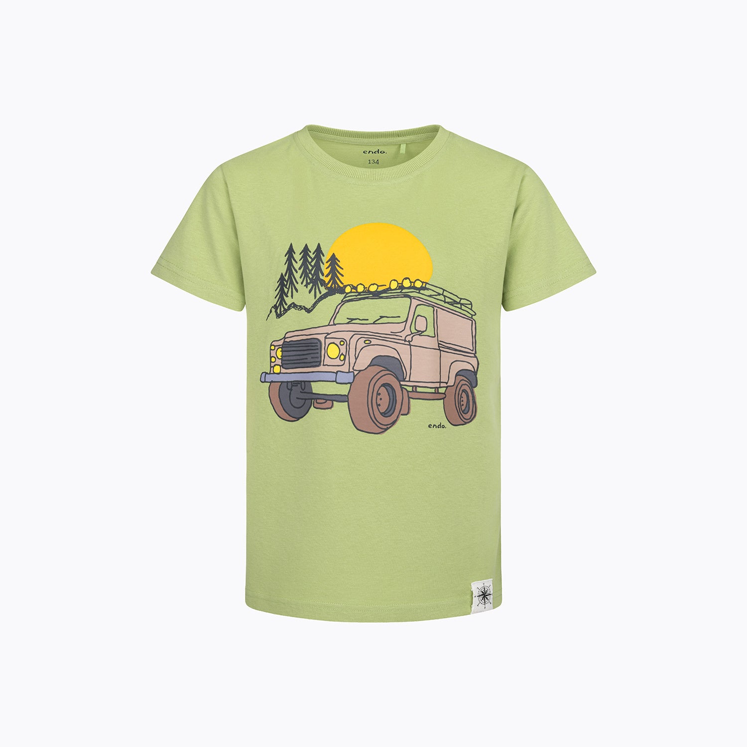 T-shirt z krótkim rękawem dla chłopca, z autem terenowym, zielony 9-13 lat