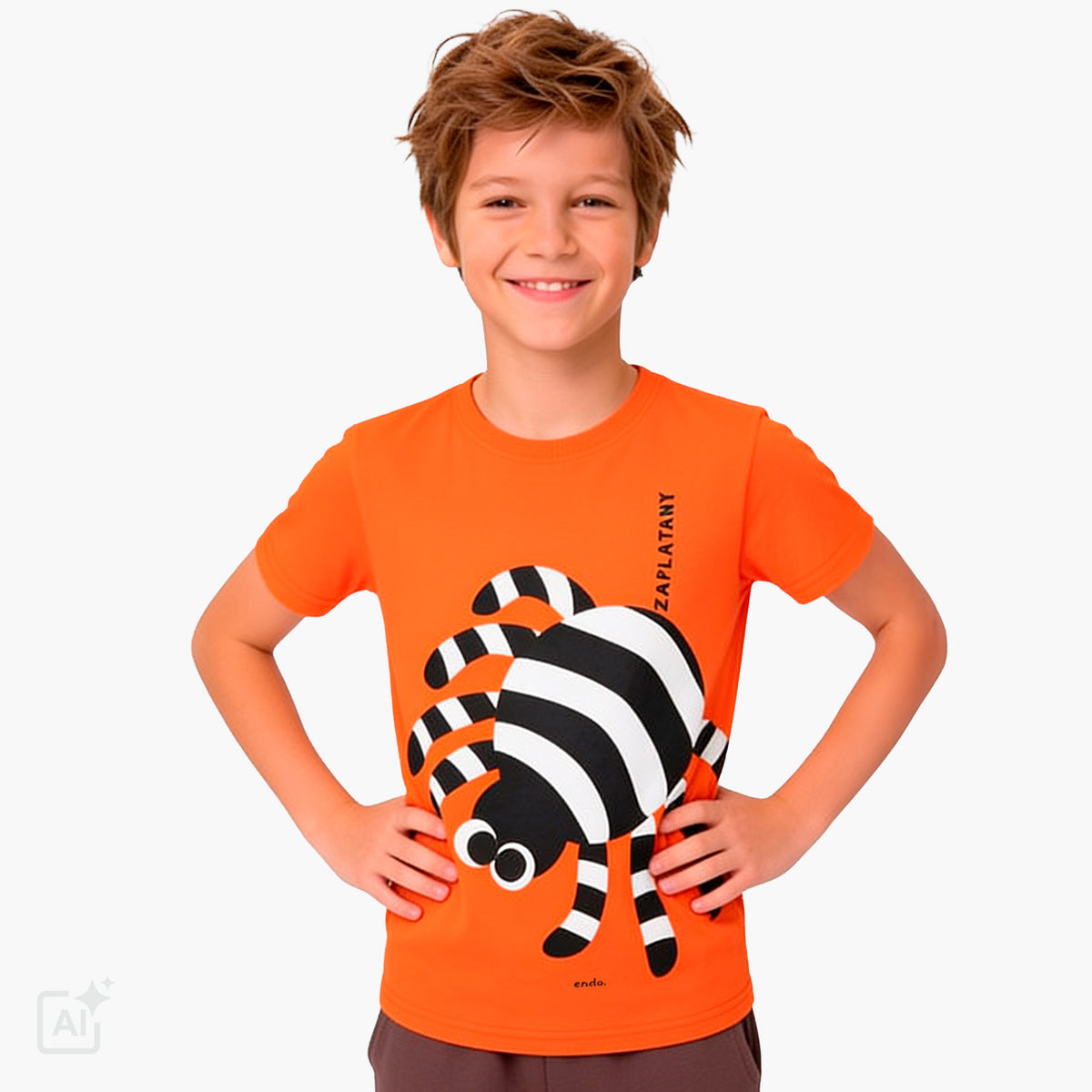 T-shirt z krótkim rękawem dla chłopca 9-13 lat, pomarańczowy