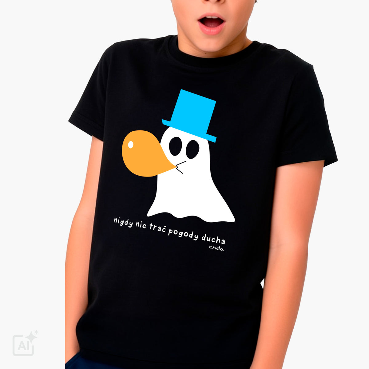 T-shirt z krótkim rękawem dla chłopca 9-13 lat, czarny z duszkiem