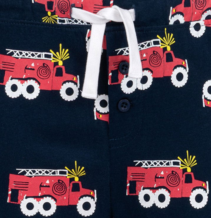 Piżama z krótkim rękawem dla chłopca, z wozem strażackim, czerwona 2-7lat