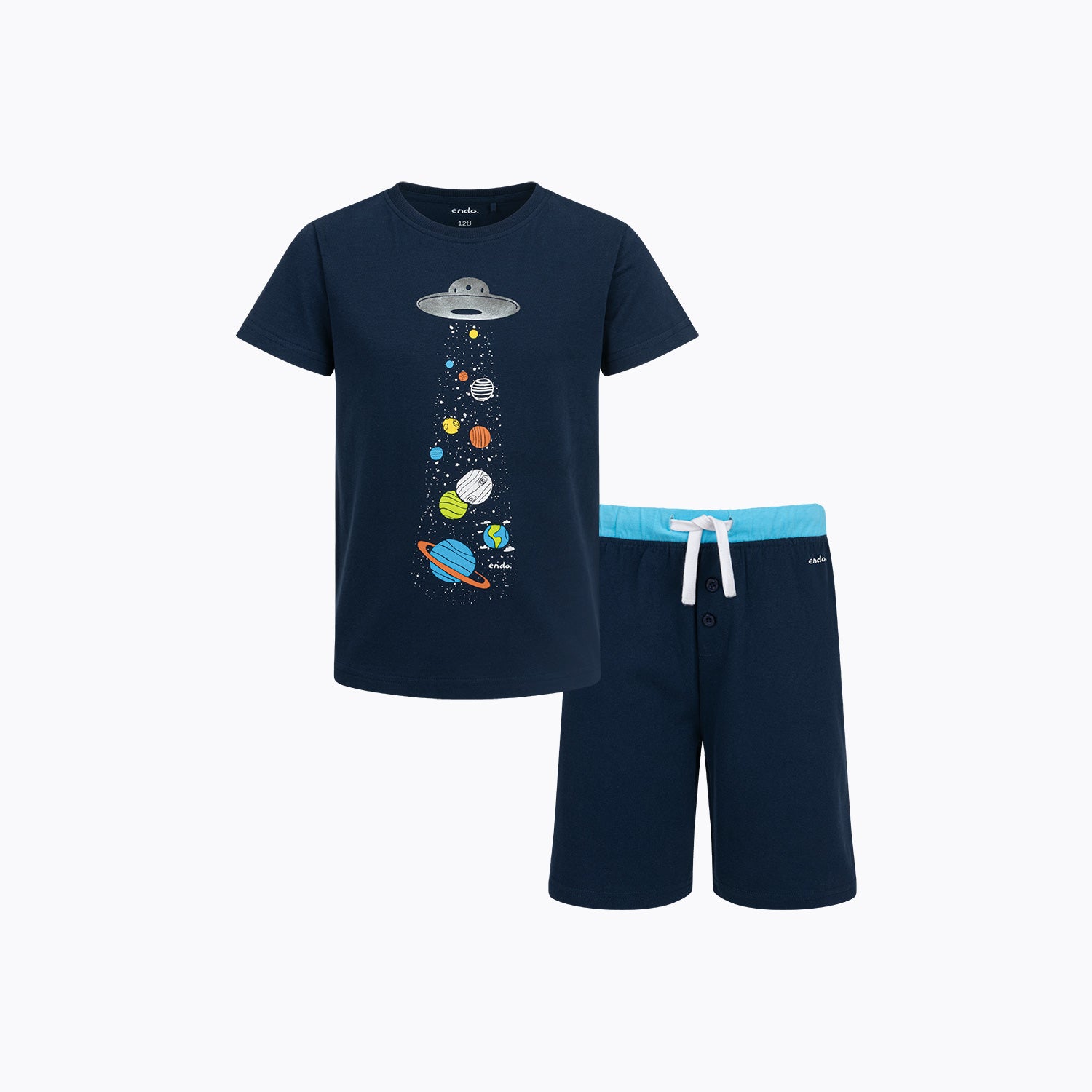 Piżama z krótkim rękawem dla chłopca, z Układem Słonecznym, granatowa 3-8 lat