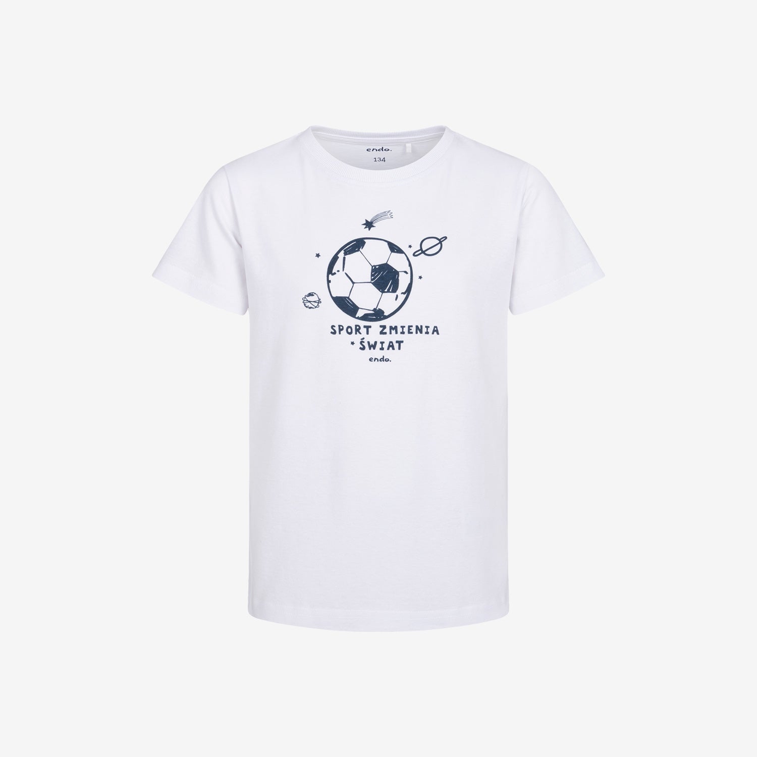 Boy's PE outfit, "sport changes the world", white, ages 9-13