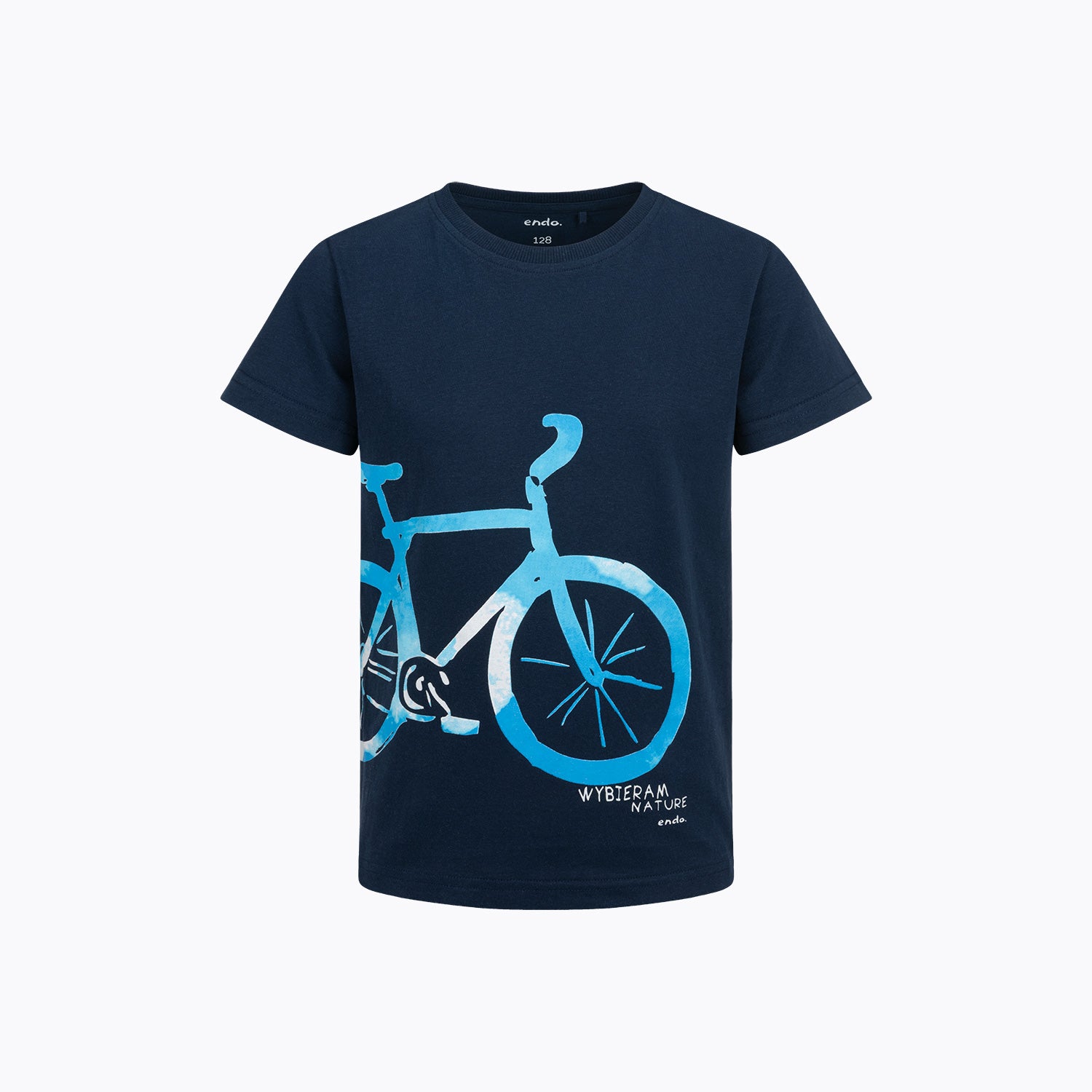 T-shirt z krótkim rękawem dla chłopca, z motywem rowerowym, granatowy 3-8 lat