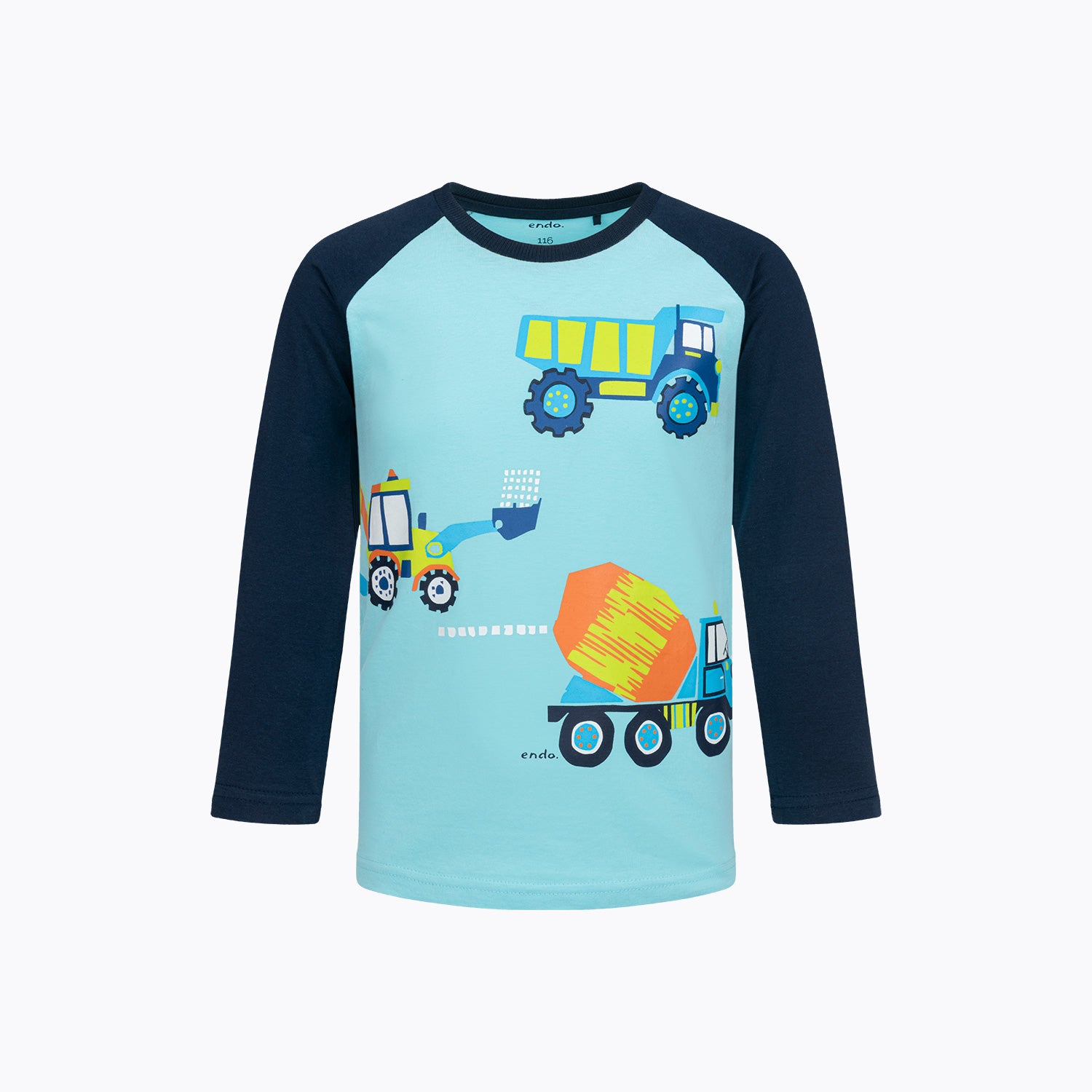 T-shirt z długim rękawem dla chłopca 2-6 lat, niebieski z pojazdami