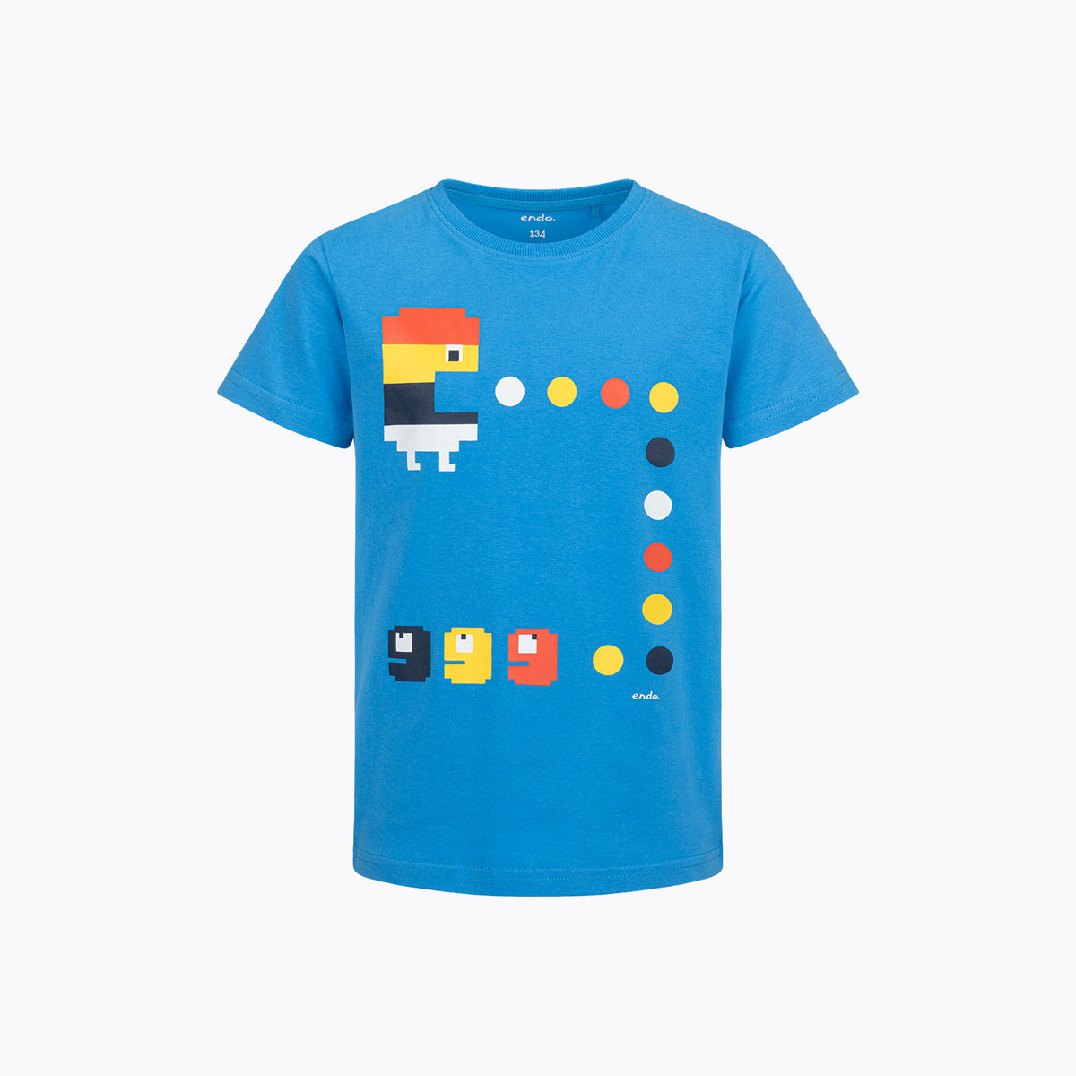 T-shirt z krótkim rękawem dla chłopca 9-13 lat, niebieski z motywem gry