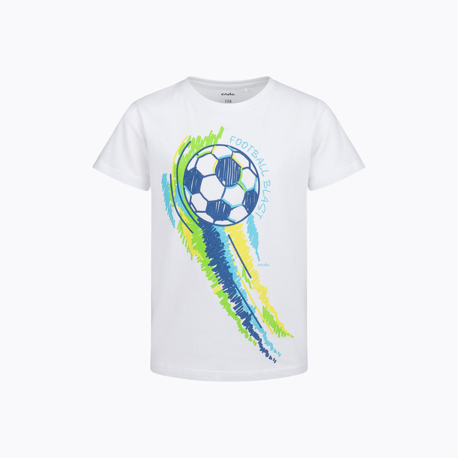 T-shirt z krótkim rękawem dla chłopca 9-13 lat, biały z motywem piłkarskim