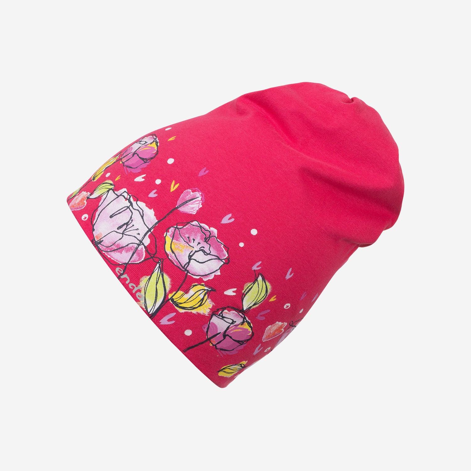 Czapka cienka dla dziecka, w kwiaty