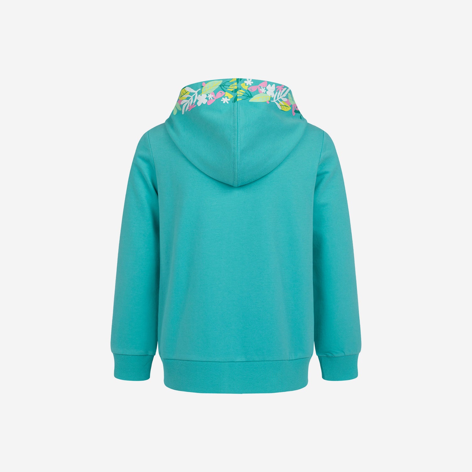Long-sleeved floral zip-up sweatshirt for girls, green, 3-8 years old