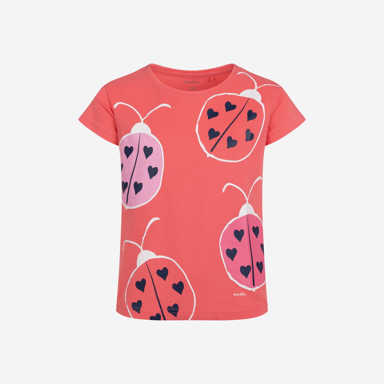 T-shirt z krótkim rękawem dla dziewczynki, z biedronkami, 3-8 lat
