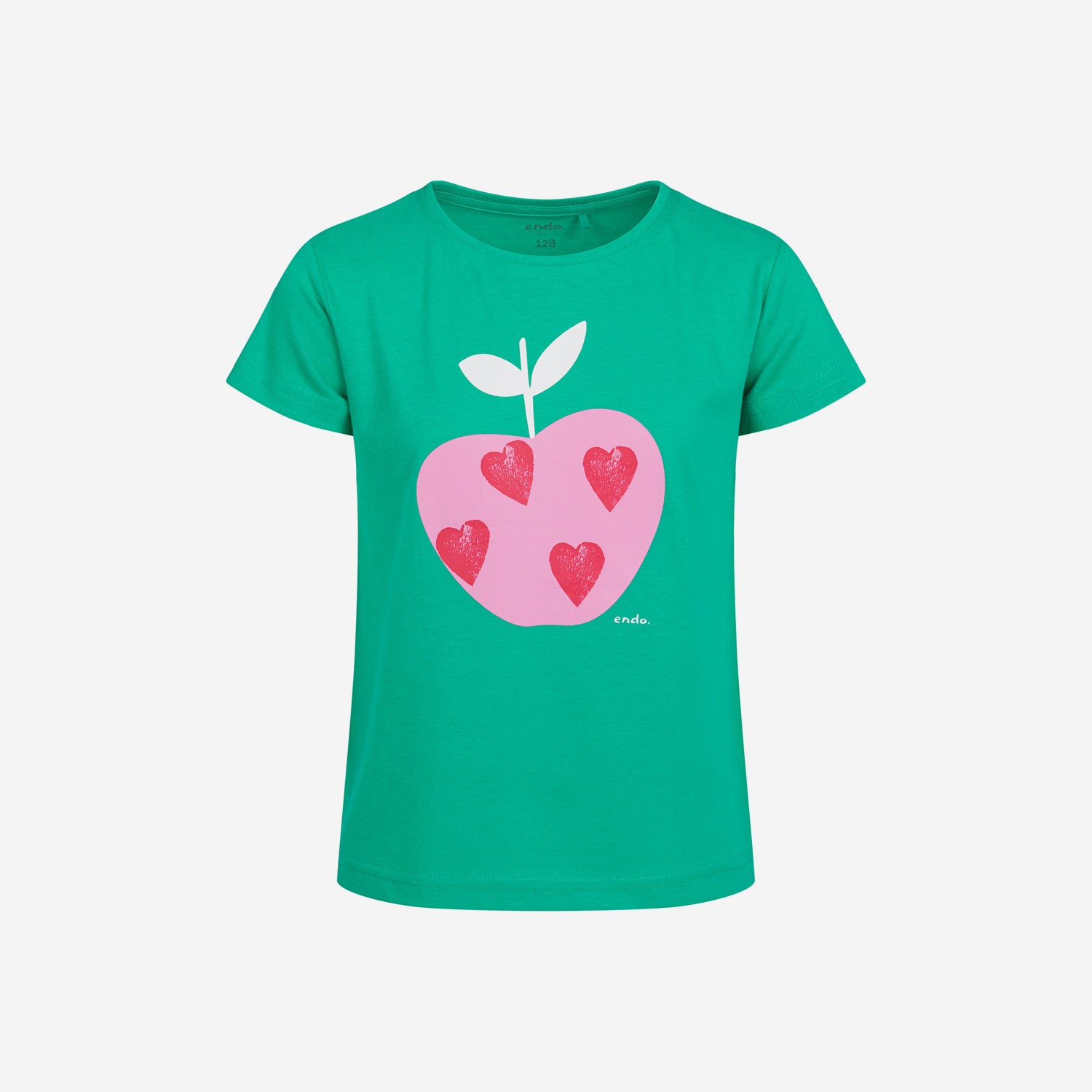 T-shirt z krótkim rękawem dla dziewczynki, z jabłkiem, zielony 3-8 lat