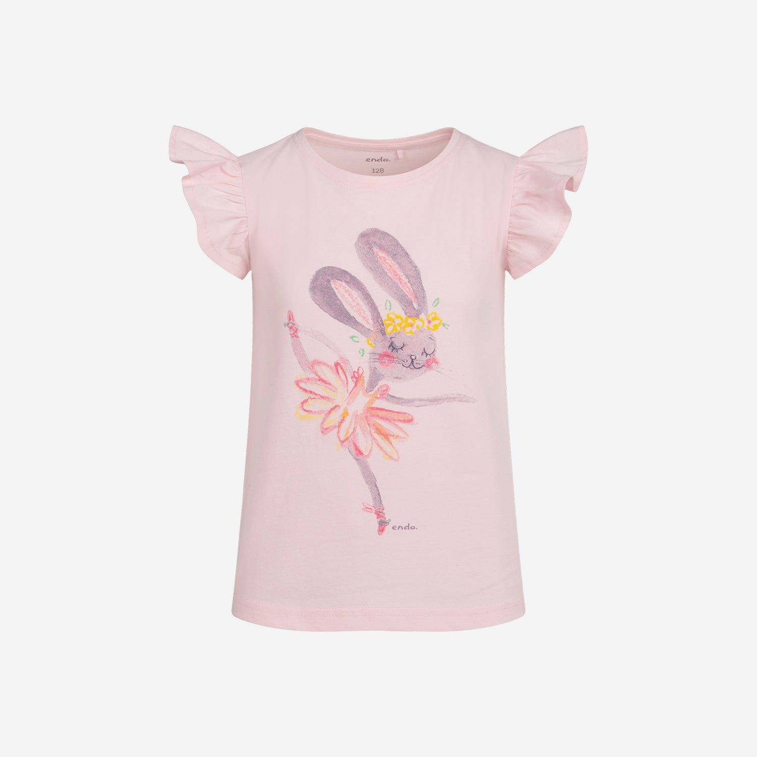 T-shirt z krótkim rękawem dla dziewczynki, z baletnicą, różowa 3-8 lat