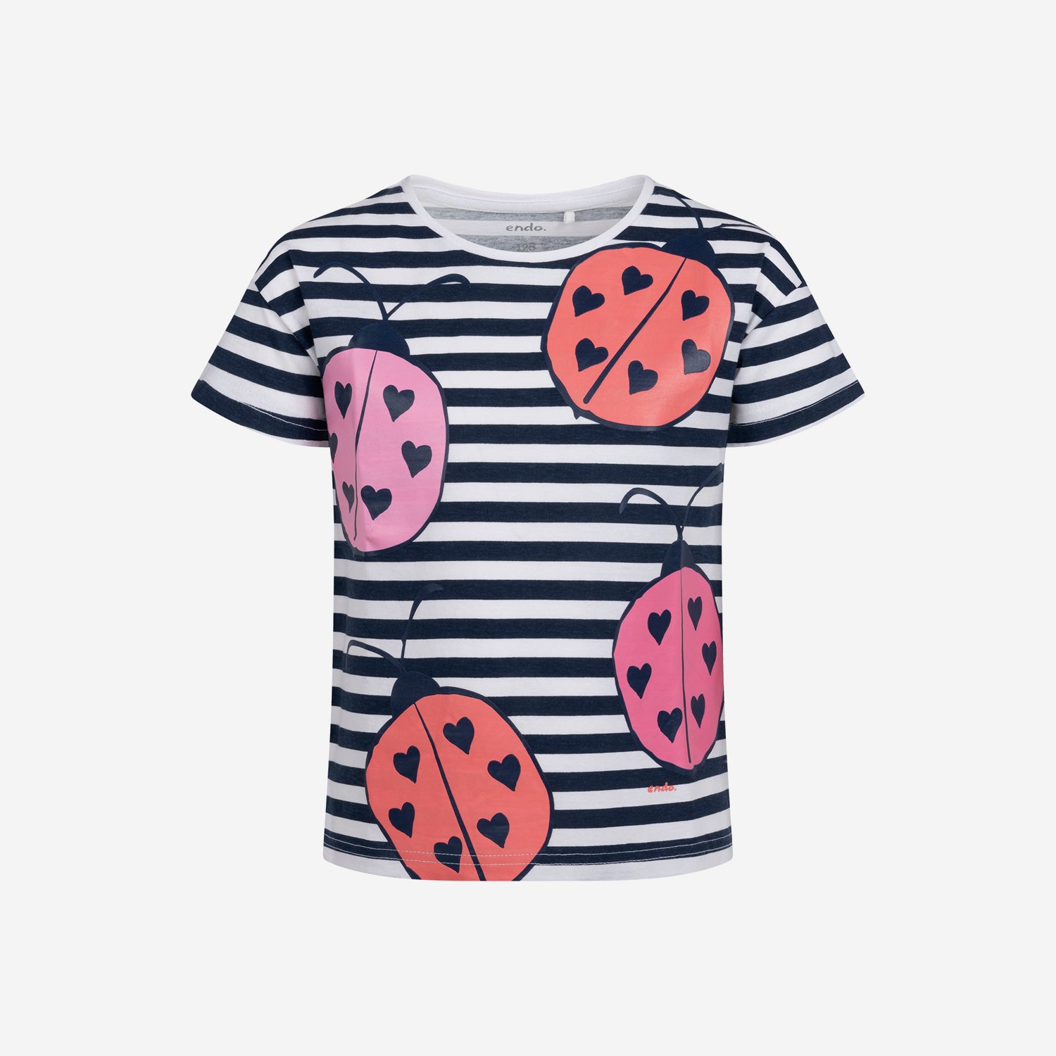 T-shirt z krótkim rękawem dla dziewczynki, z biedronkami, w paski 3-8 lat