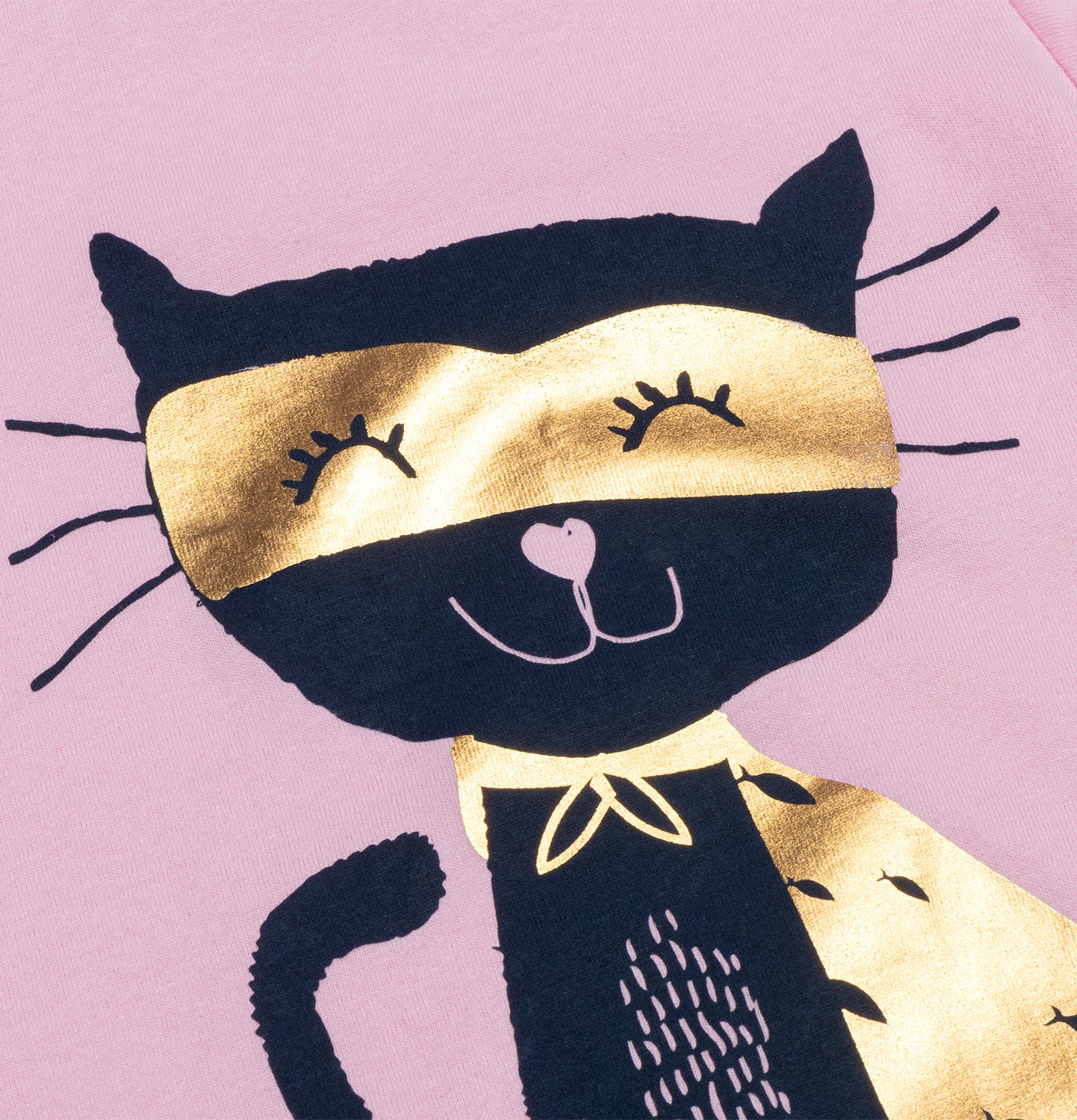 Short-sleeved T-shirt for girls, with a cat, pink, 3-8 years old