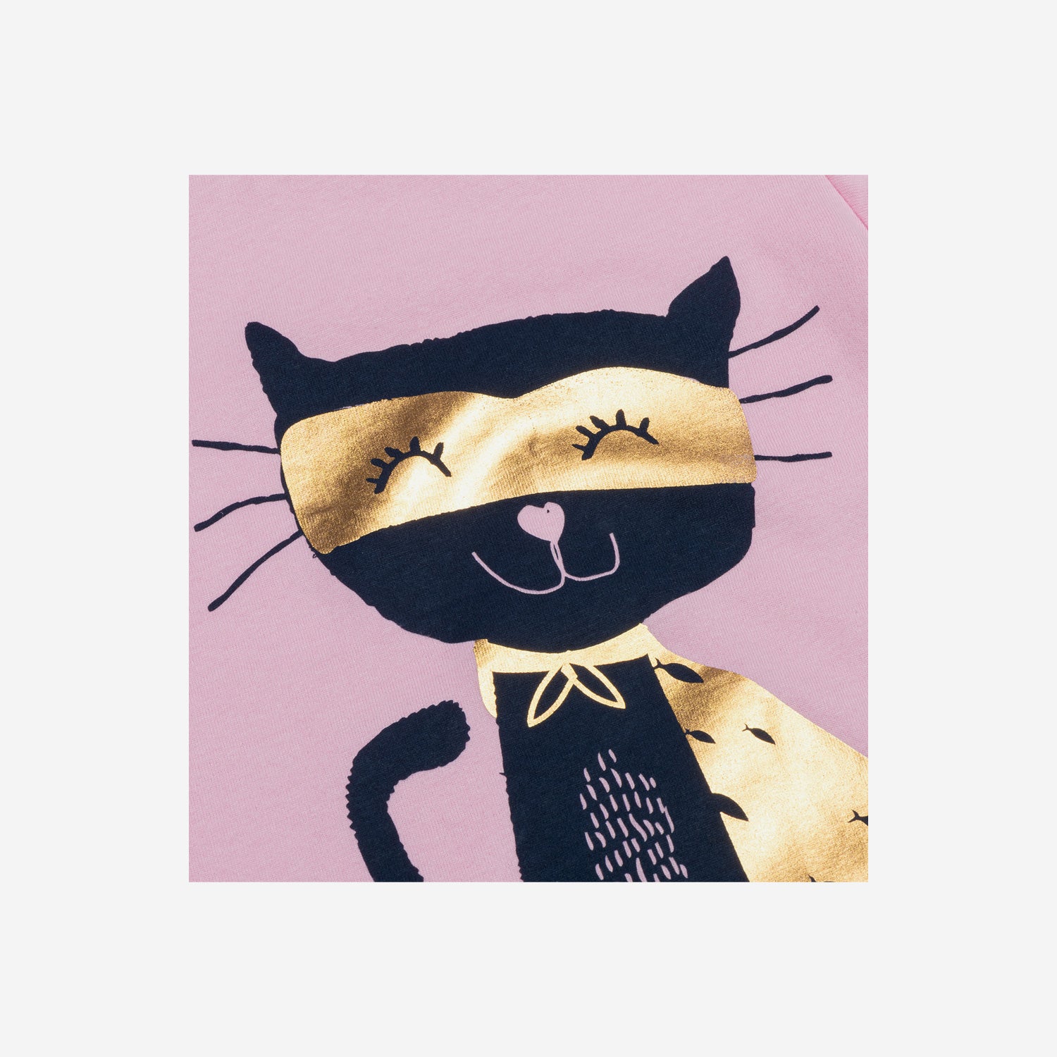 Short-sleeved T-shirt for girls, with a cat, pink, 3-8 years old