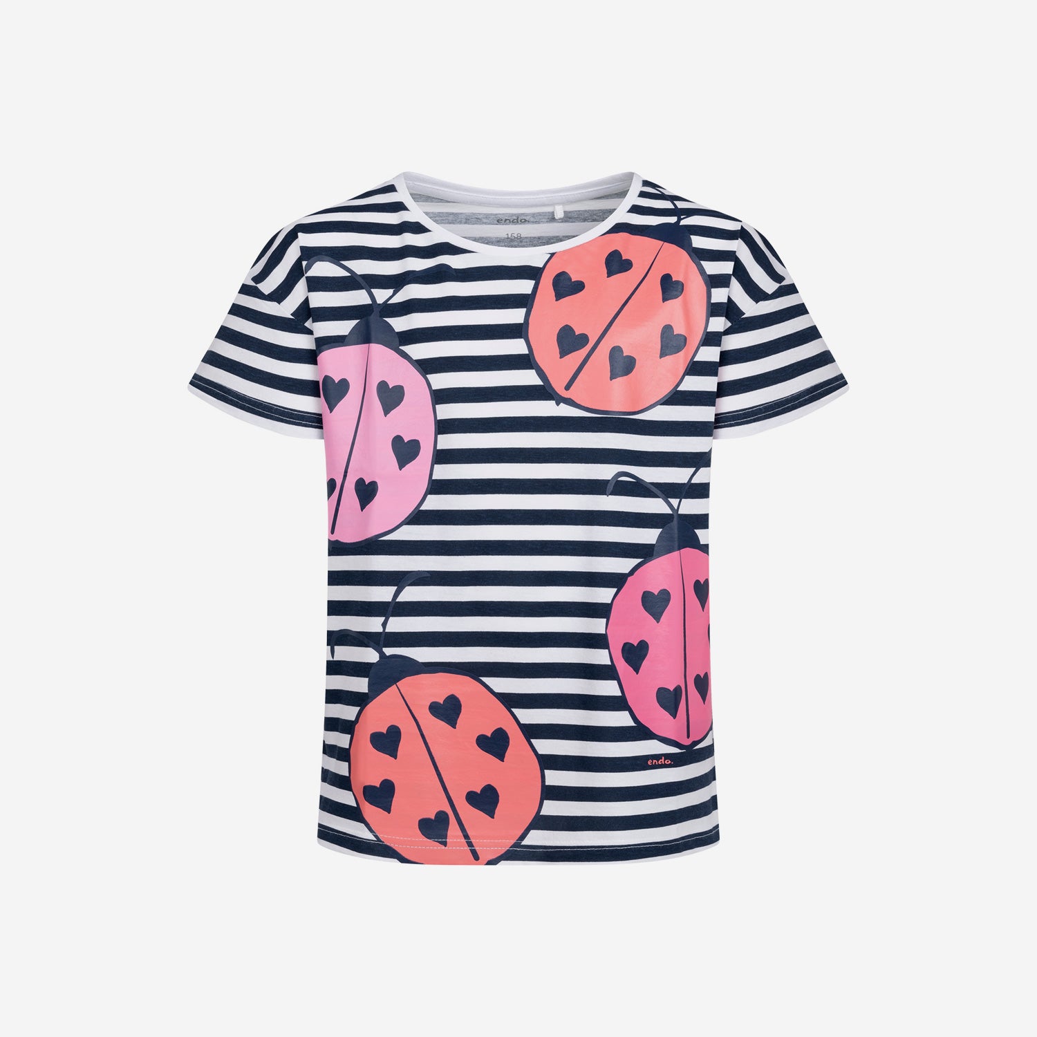 T-shirt z krótkim rękawem dla dziewczynki, z biedronkami, w paski 9-13 lat