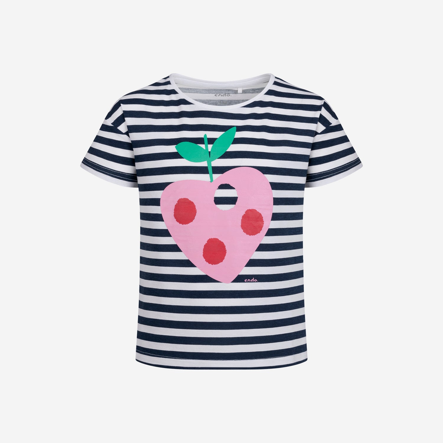 T-shirt z krótkim rękawem dla dziewczynki, z truskawką, w paski 9-13 lat