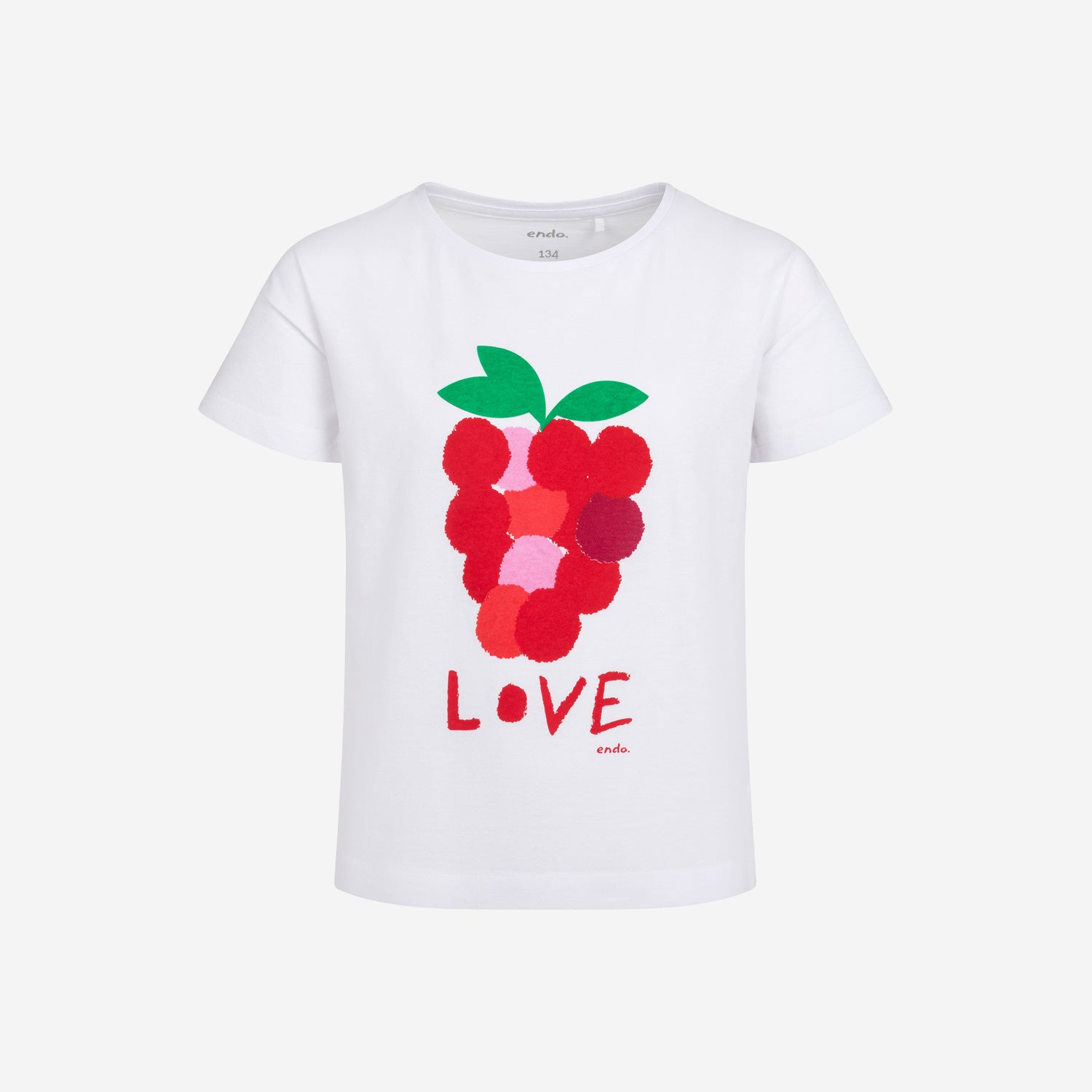 Damski t-shirt z krótkim rękawem, z maliną, biały