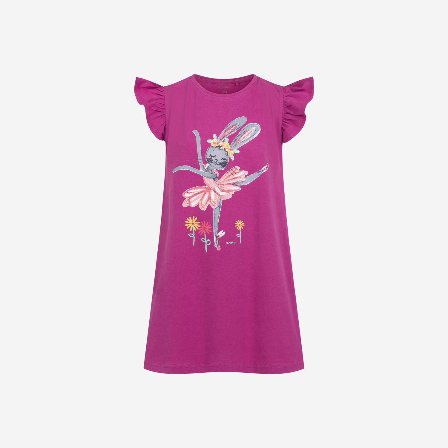 Short-sleeved ballerina dress for girls, pink, 3-8 years old