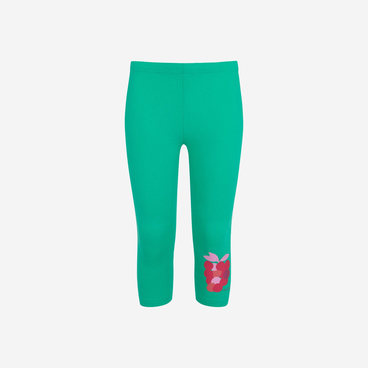 Legginsy 3/4 dla dziewczynki, z maliną, zielone 3-8 lat
