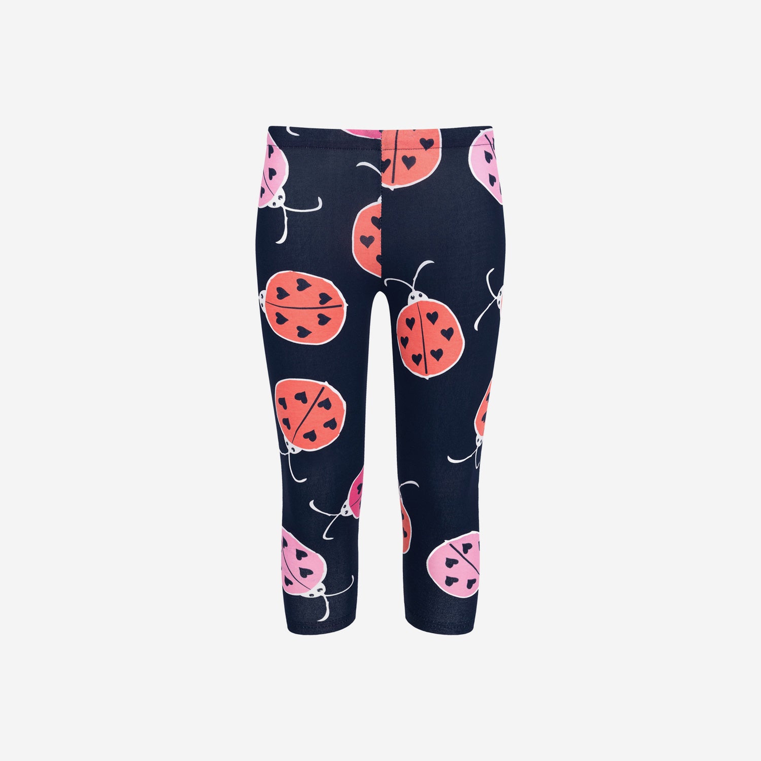 Legginsy 3/4 dla dziewczynki, z biedronkami, granatowe 3-8 lat