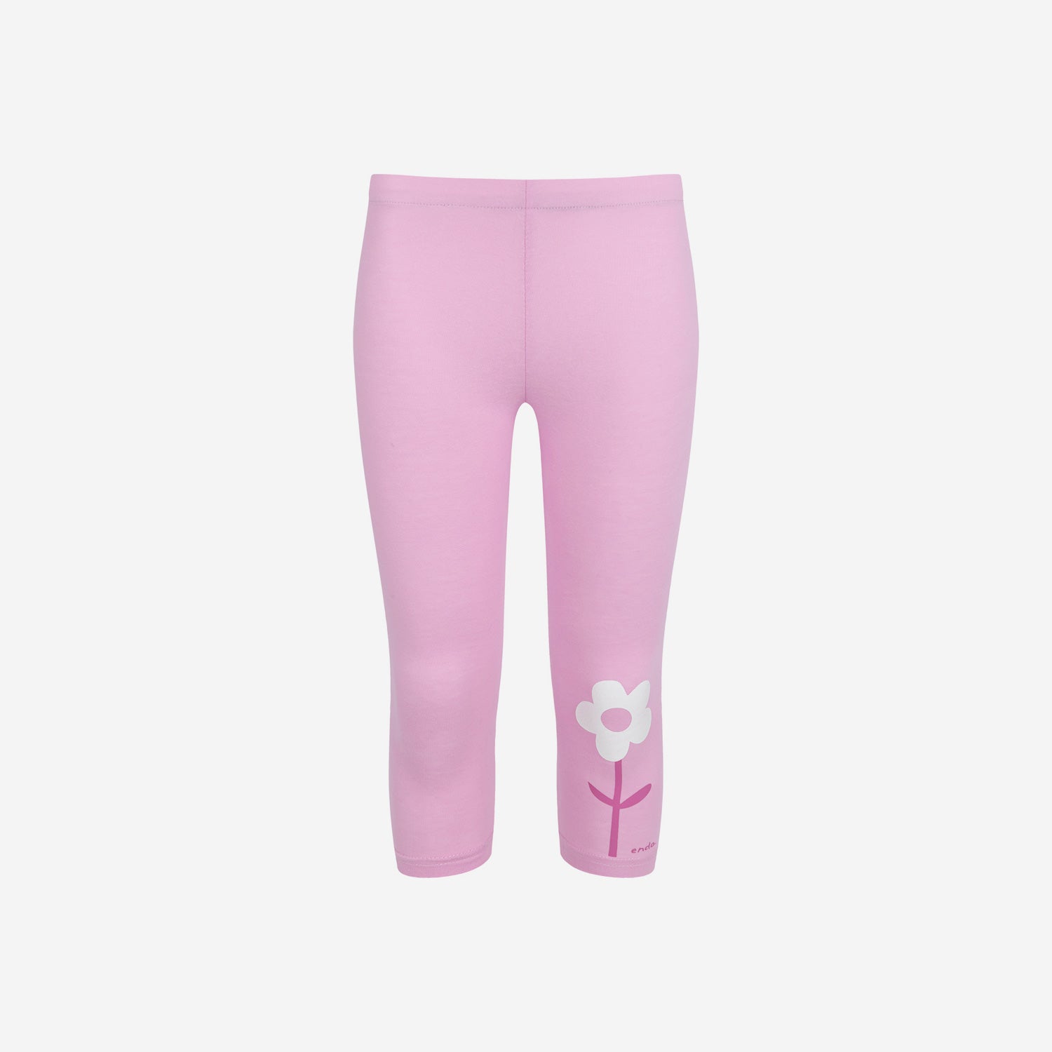 Legginsy 3/4 dla dziewczynki, z kwiatkiem, różowe 3-8 lat