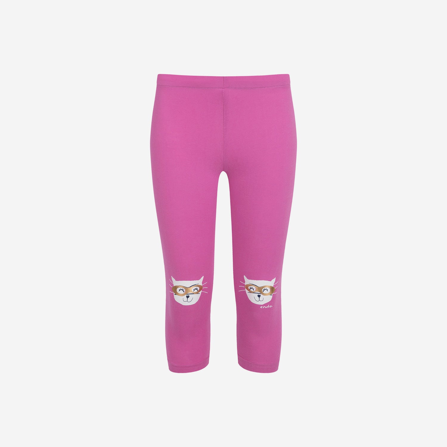 Legginsy 3/4 dla dziewczynki, z kotami, różowe 3-8 lat
