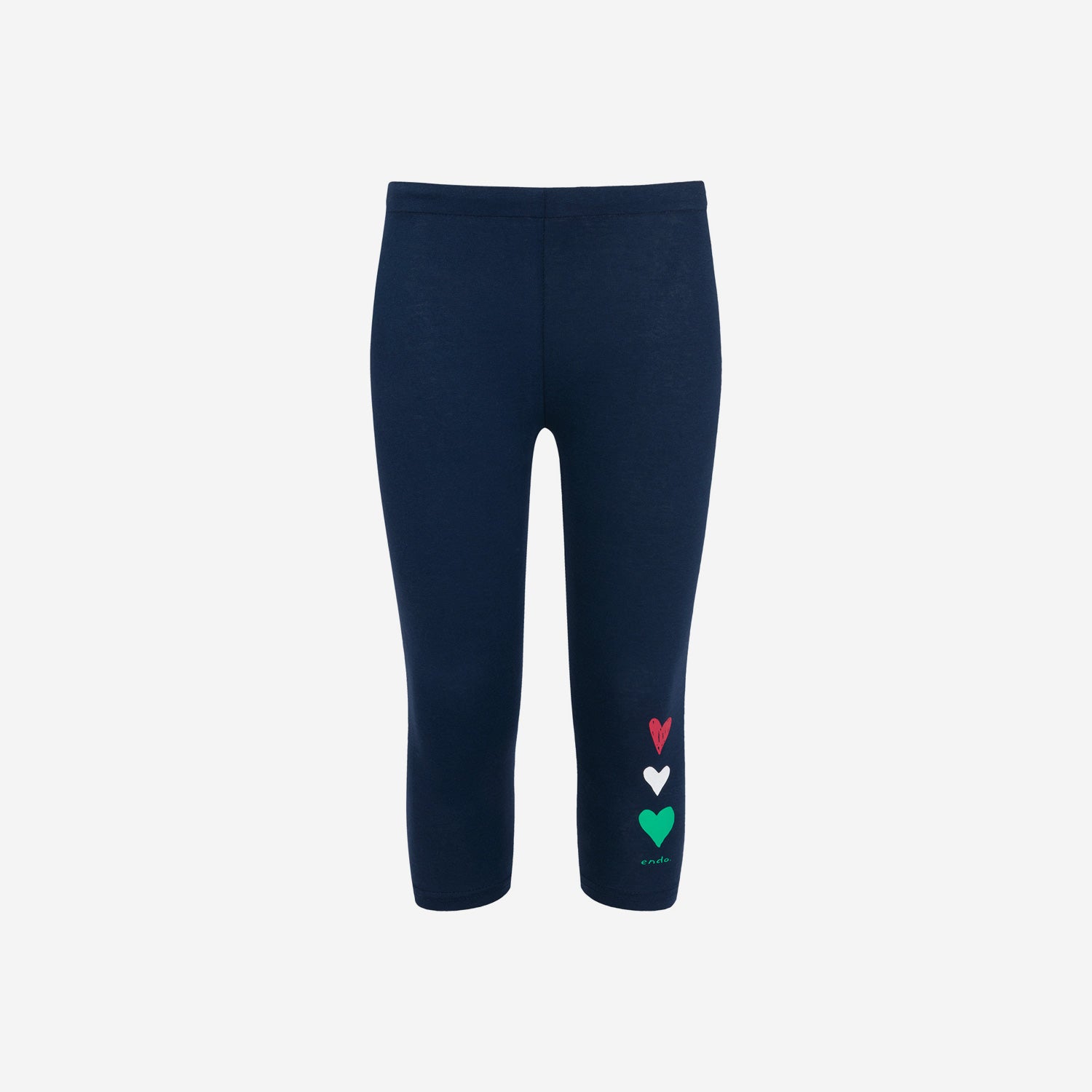 3/4 leggings for girls, with hearts, navy blue, 9-13 years old