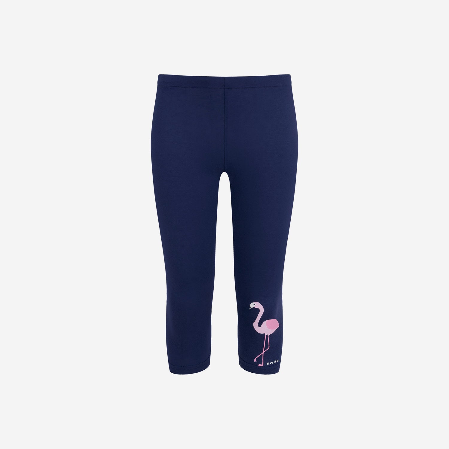 Legginsy 3/4 dla dziewczynki, z flamingiem, granatowe 9-13 lat