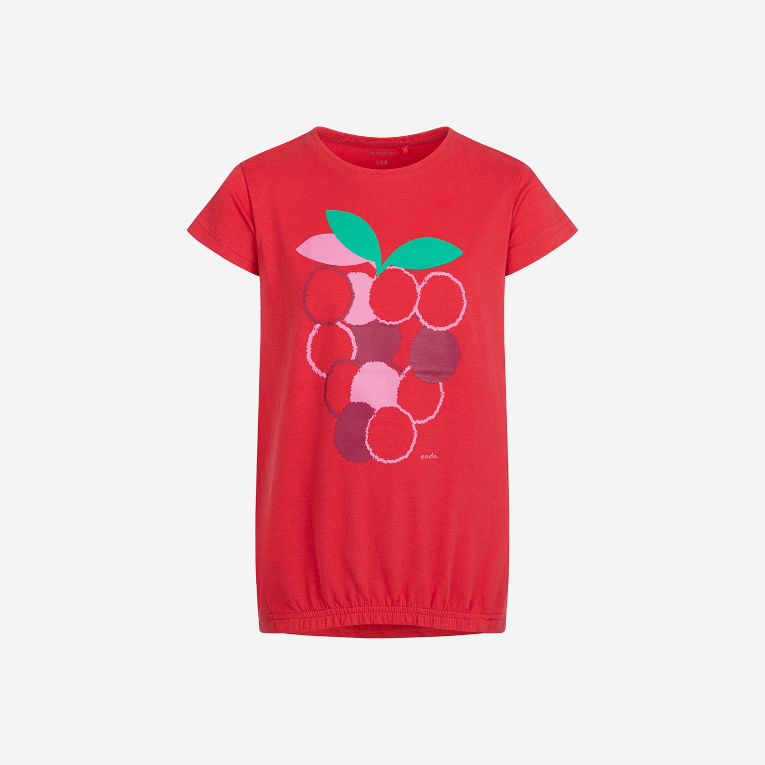 Short-sleeved tunic for girls, raspberry, red, 9-13 years old