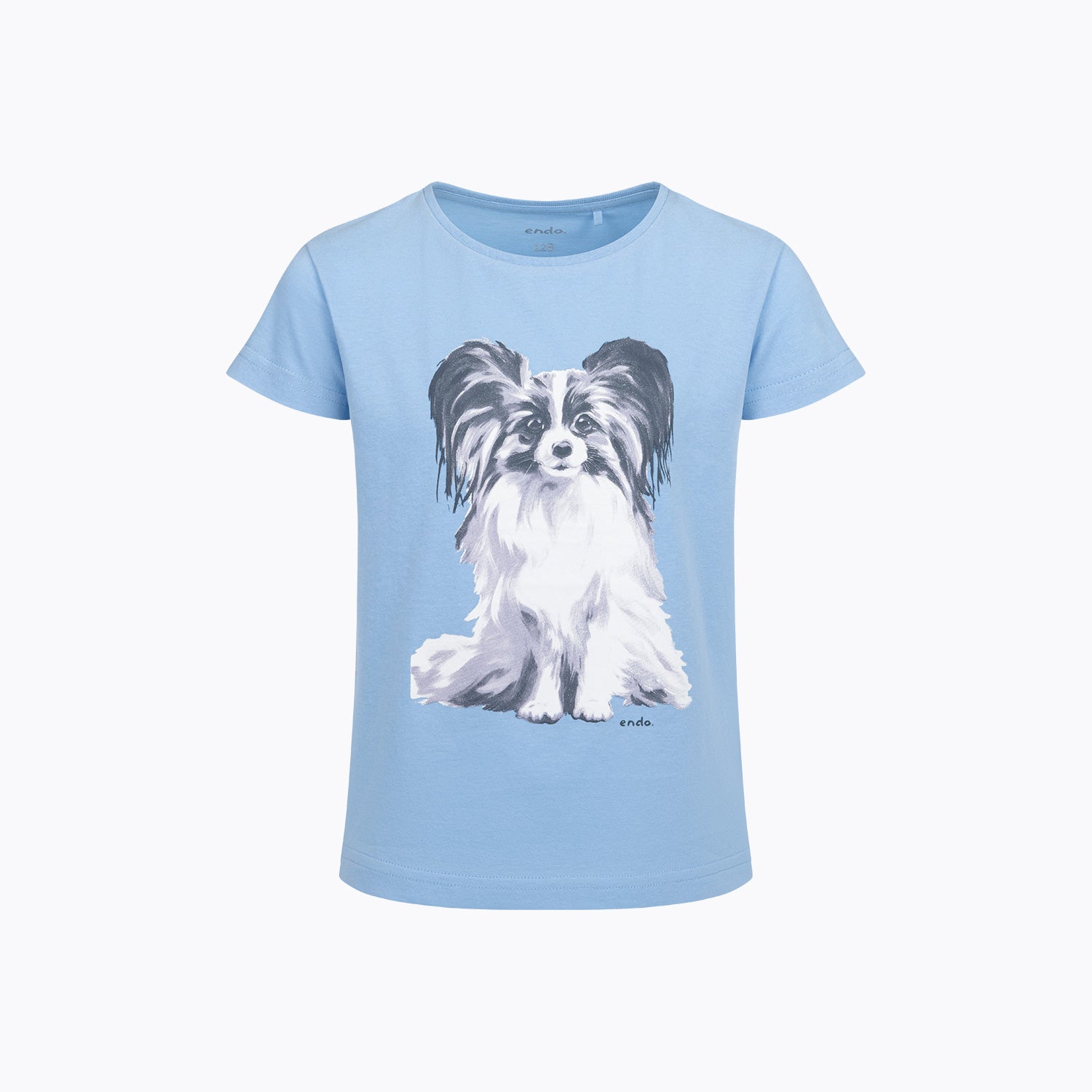 T-shirt z krótkim rękawem dla dziewczynki, z psem, niebieski 3-8 lat