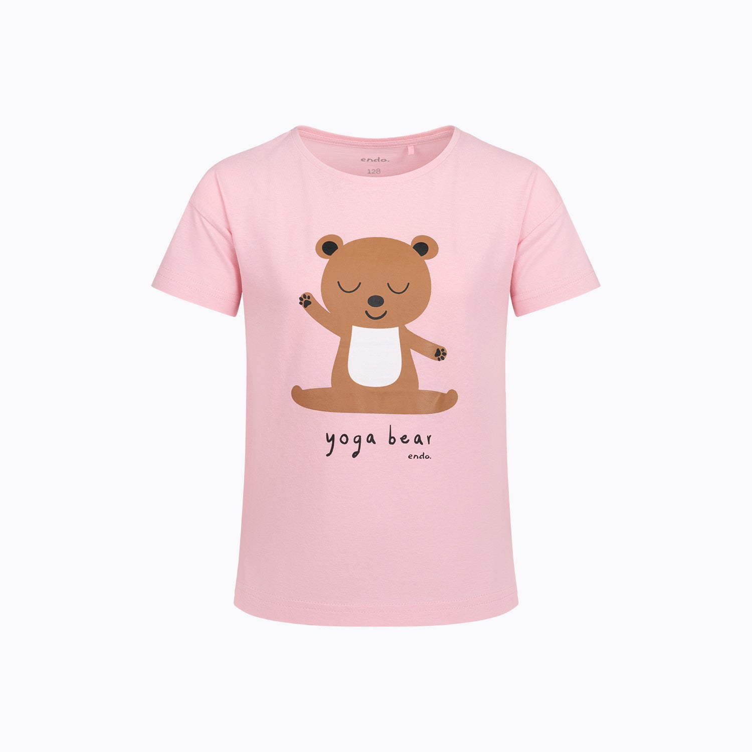 T-shirt z krótkim rękawem dla dziewczynki, z misiem, różowy 3-8 lat