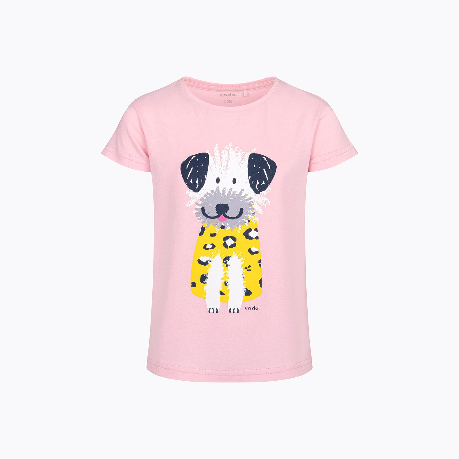 Bluzka z krótkim rękawem dla dziewczynki, z psem, różowa 3-8 lat