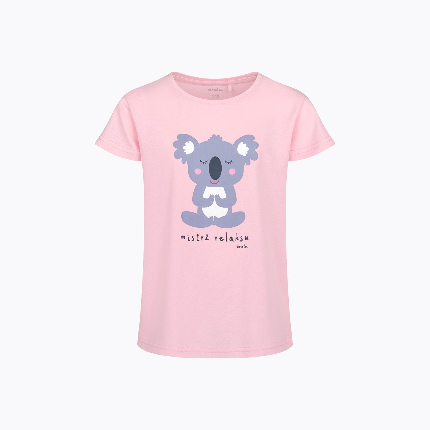 Bluzka z krótkim rękawem dla dziewczynki, z motywem yogi, różowa 9-13 lat