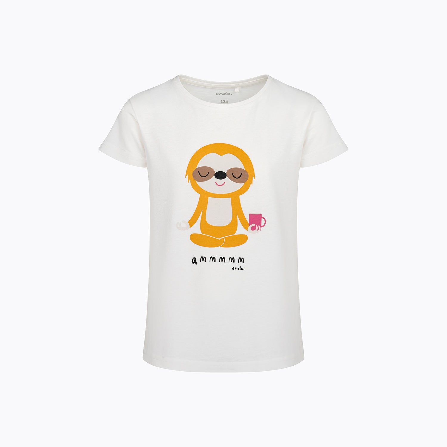 Bluzka z krótkim rękawem dla dziewczynki, z motywem yogi, biała 9-13 lat