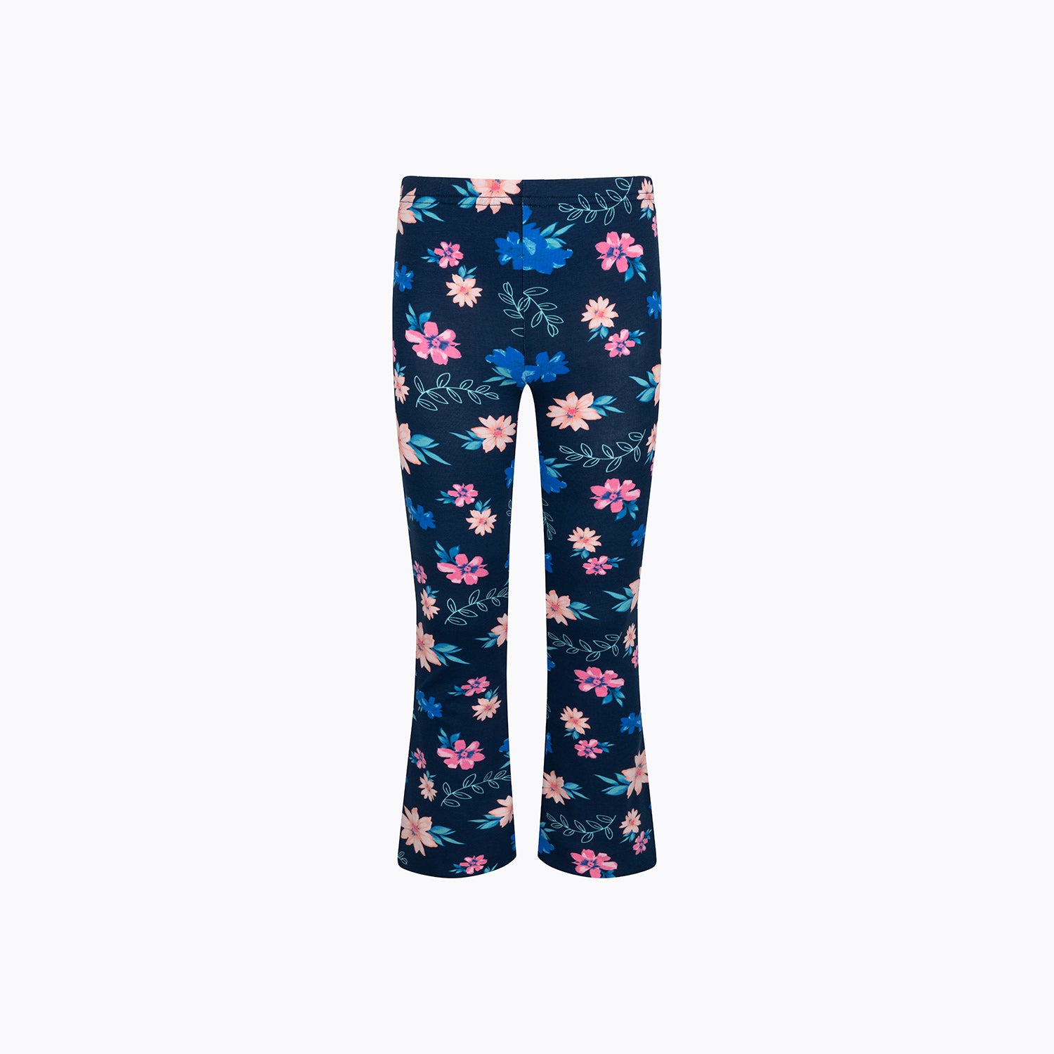 Legginsy flarry dla dziewczynki, z motywem kwiatowym, granatowe 9-13 lat