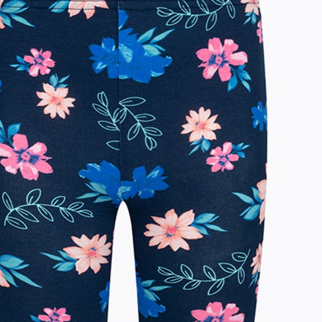Legginsy flarry dla dziewczynki, z motywem kwiatowym, granatowe 9-13 lat