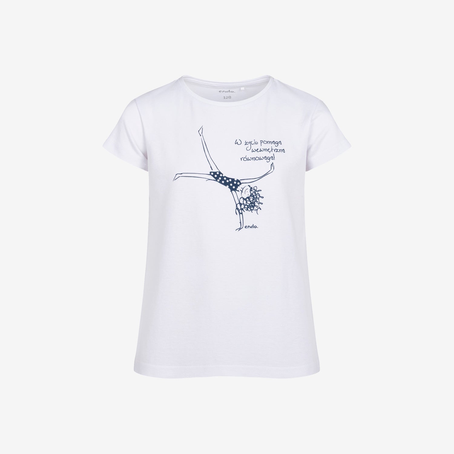 PE outfit for girls, "inner balance helps in life", white, 5-8 years old