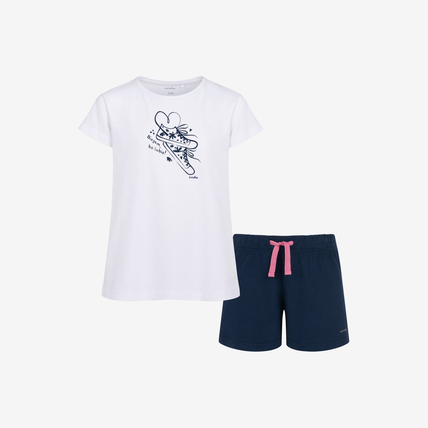 Girl's PE outfit, "I run because I like it!", white, 9-13 years old