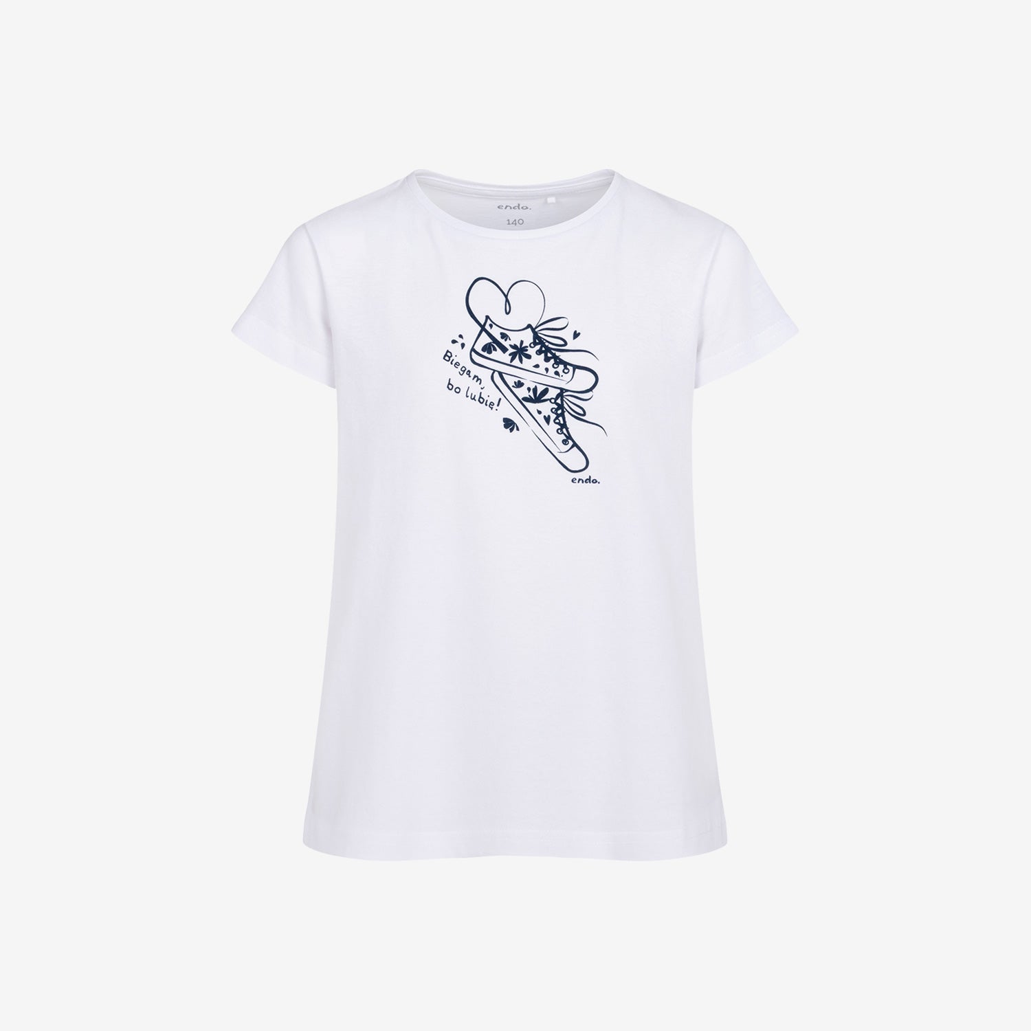 Girl's PE outfit, "I run because I like it!", white, 9-13 years old