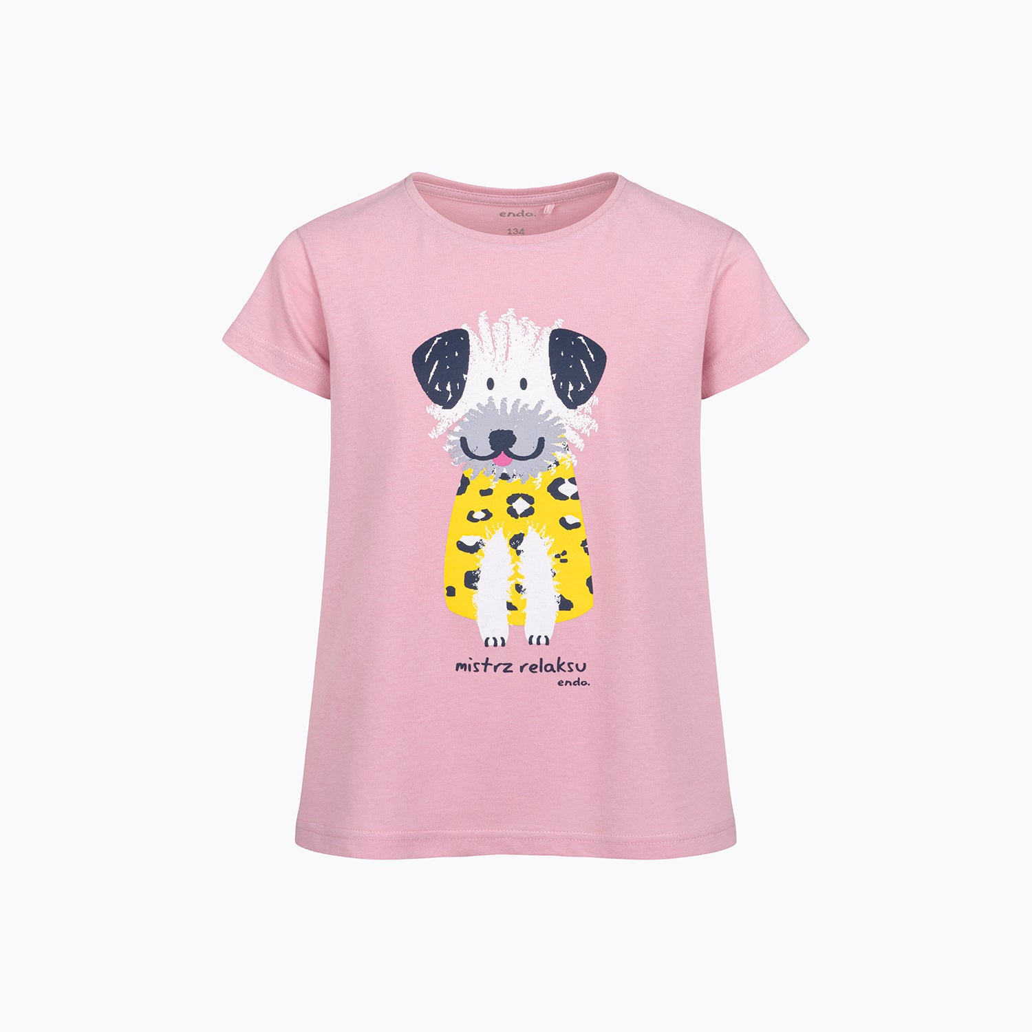 Piżama z krótkim rękawem dla dziewczynki, z pieskiem, różowa 3-8 lat