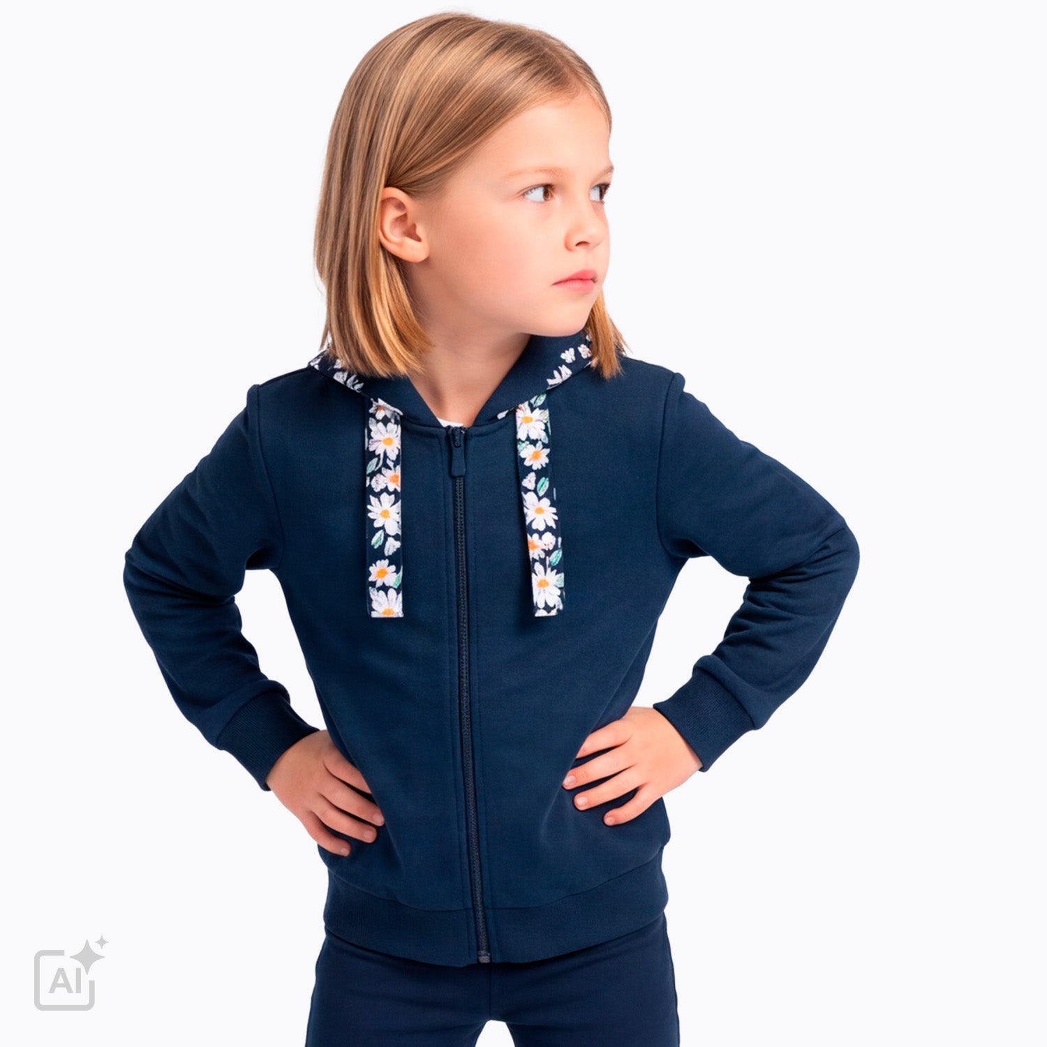 Bluza z kapturem dla dziewczynki 3-8 lat, granatowa