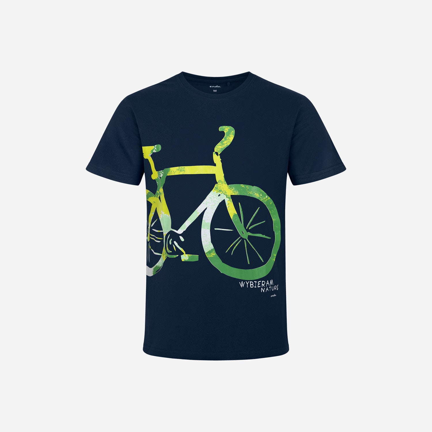 Męski t-shirt z krótkim rękawem, z rowerem, granatowy