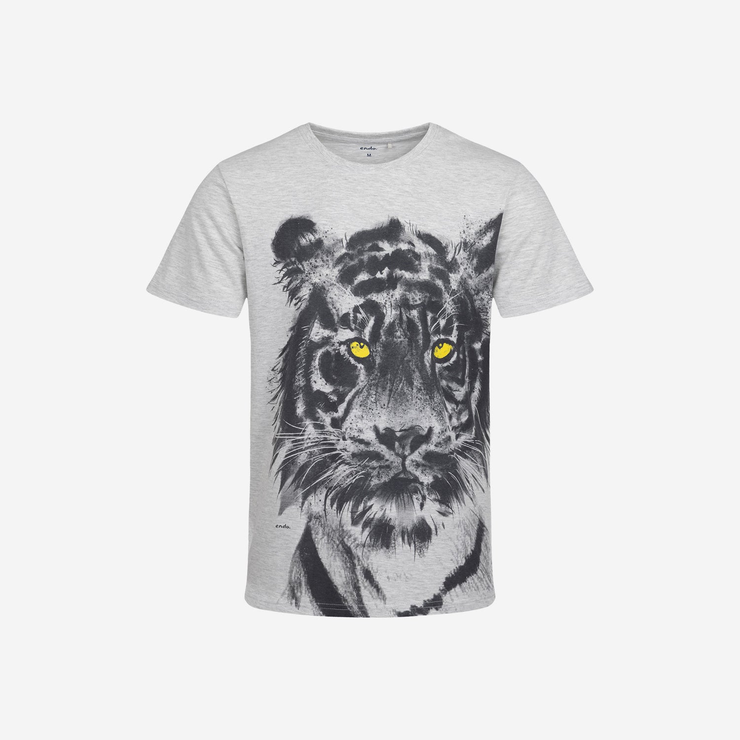 Męski t-shirt z krótkim rękawem, z tygrysem, szary