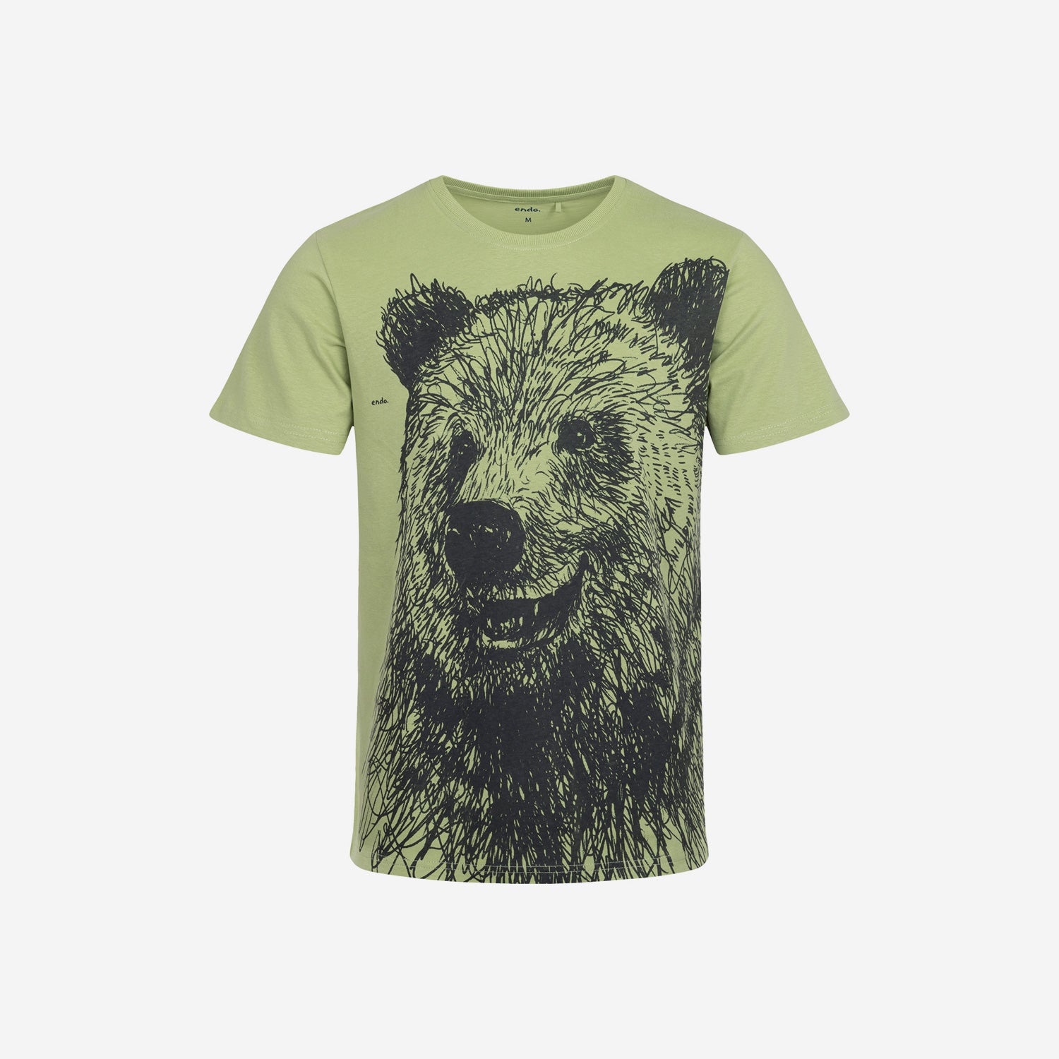 Męski t-shirt z krótkim rękawem, z niedźwiedziem, zielony