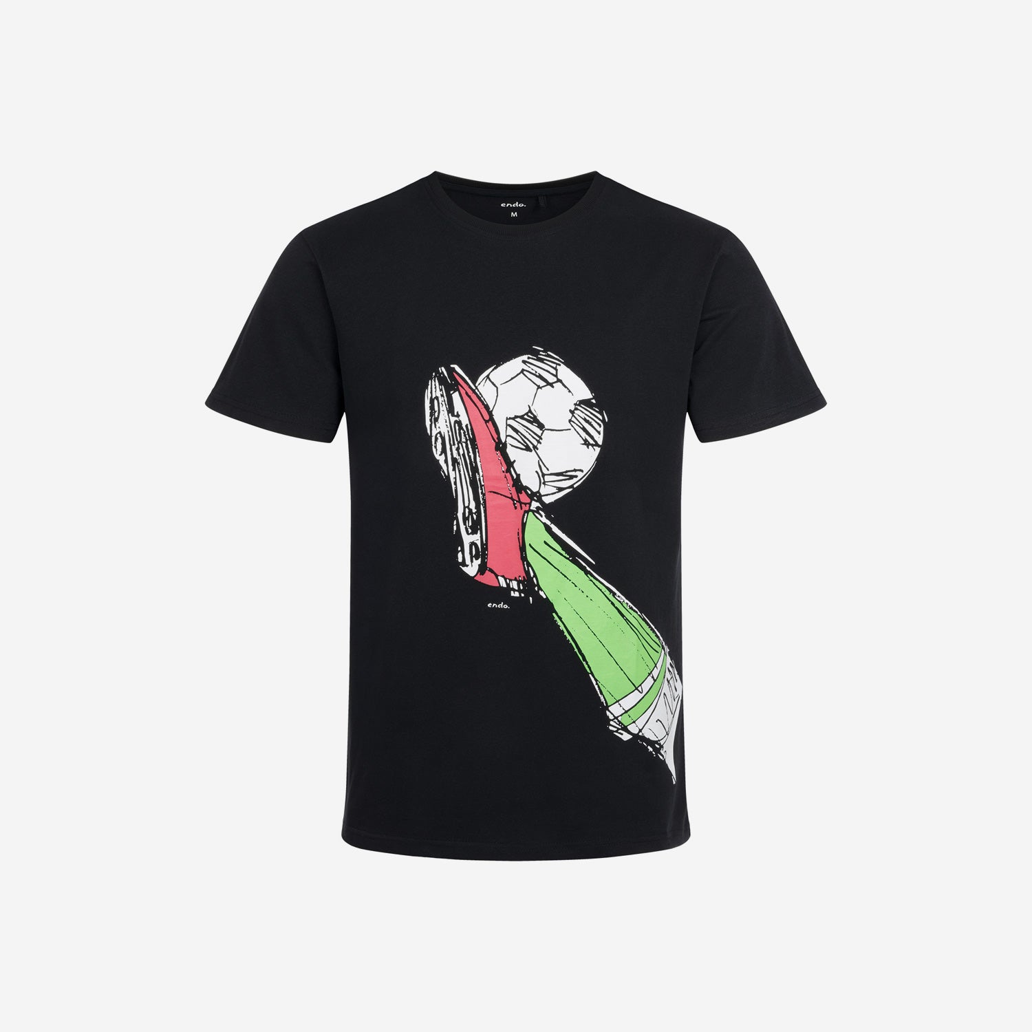Męski t-shirt z krótkim rękawem, z motywem piłkarskim, czarny