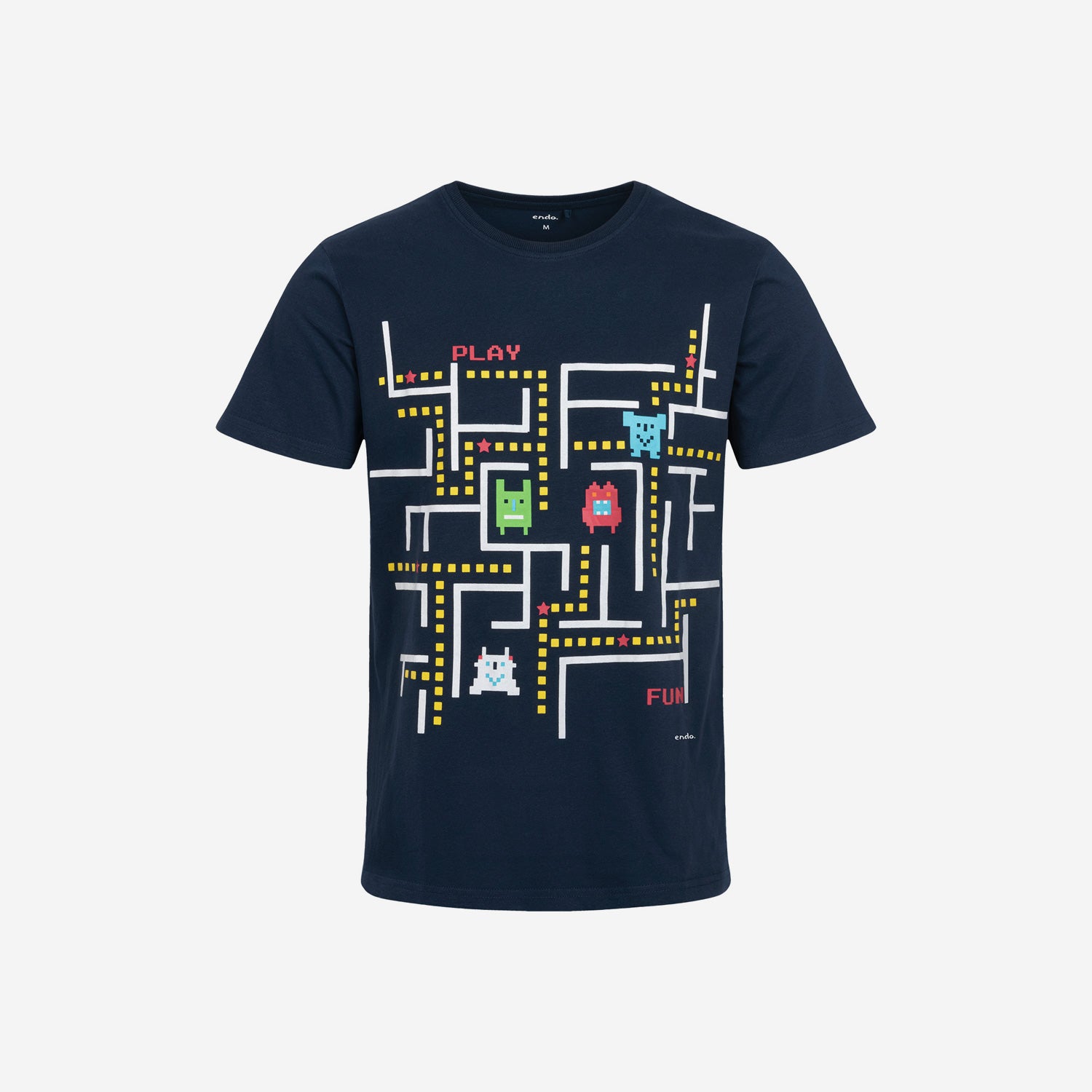 Męski t-shirt z krótkim rękawem, z Pacmanem, granatowy