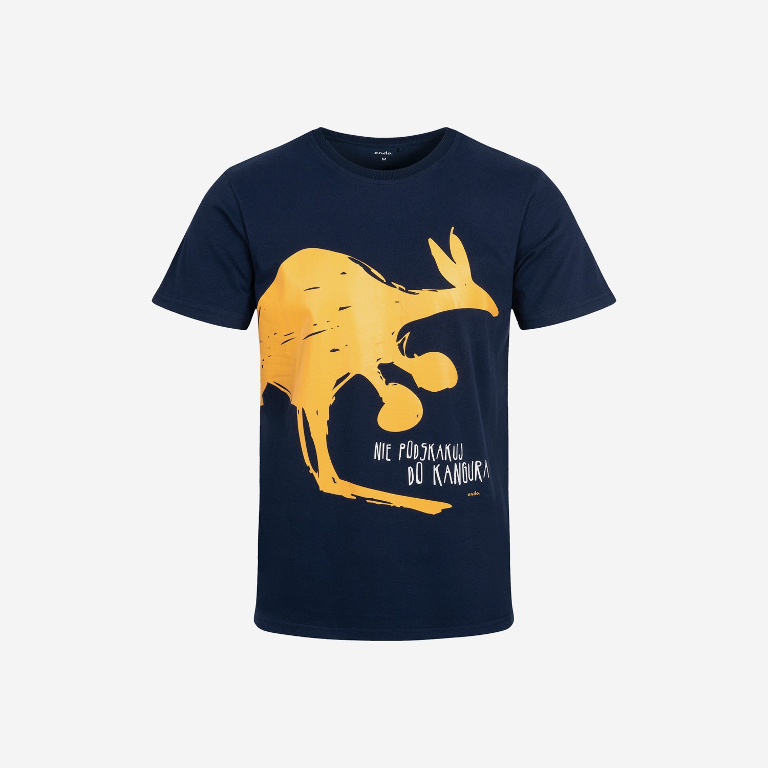 Męski t-shirt z krótkim rękawem, z kangurem, granatowy