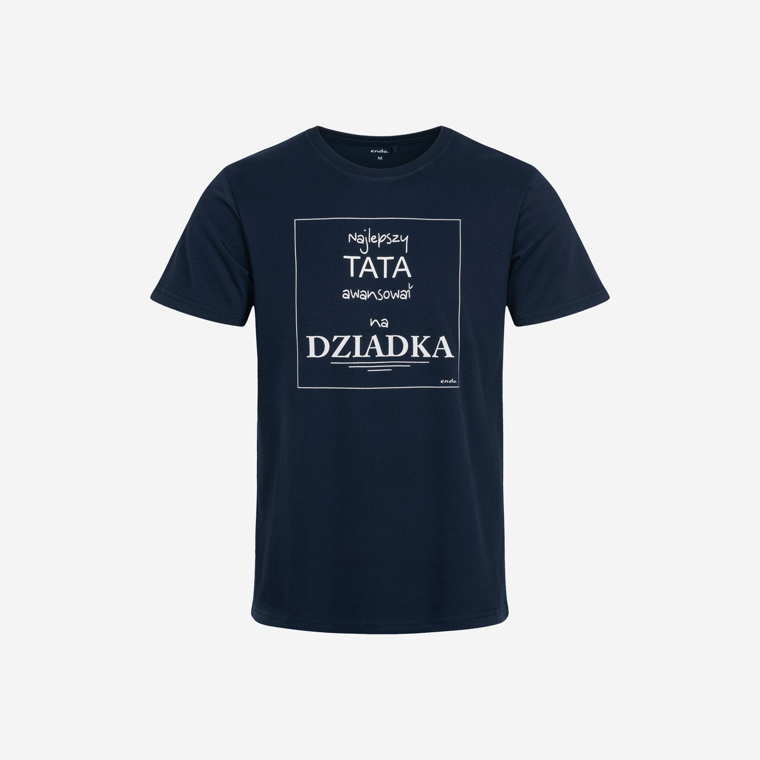Męski t-shirt z krótkim rękawem, z napisem "Najlepszy tata awansował na dziadka", granatowy