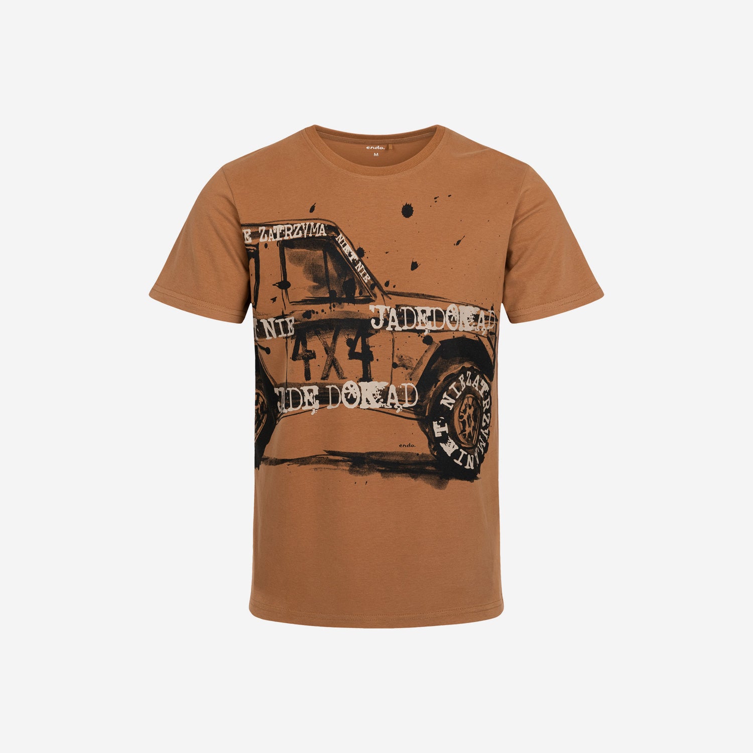Męski t-shirt z krótkim rękawem, z autem terenowym