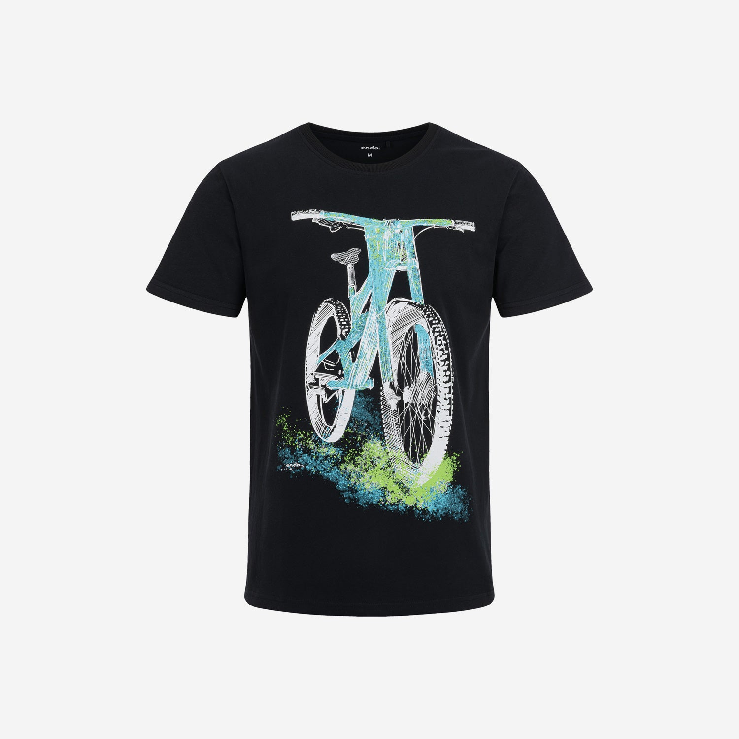 Męski t-shirt z krótkim rękawem, z motywem rowerowym, czarny
